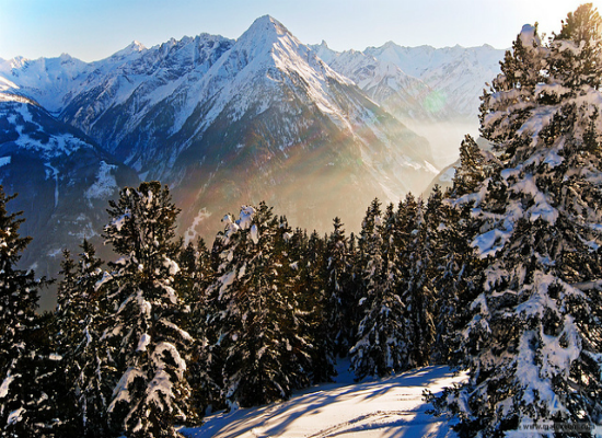 Winter high mountain landscape at Sunset Winter high mountain landscape at Sunset by malexeum