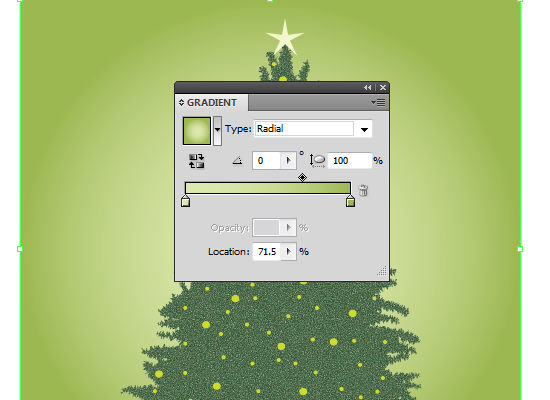 Gradient Radial Gradient #DCE9AE to #9CB850 with 71.5% location