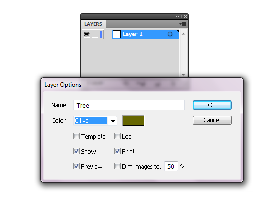 Tree Layer Options Name: Tree, Color: Olive