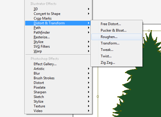 Roughen In Effects menu, choose Distort & Transform option Roughen