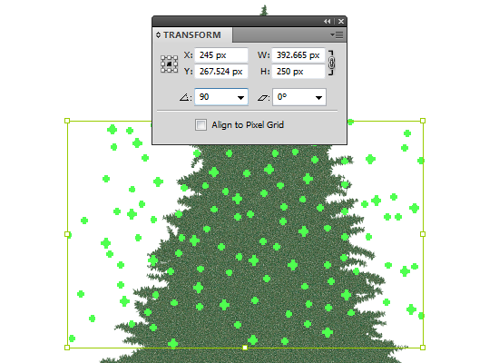 Transform Stipple Width to 400px and rotate to 90 Degrees