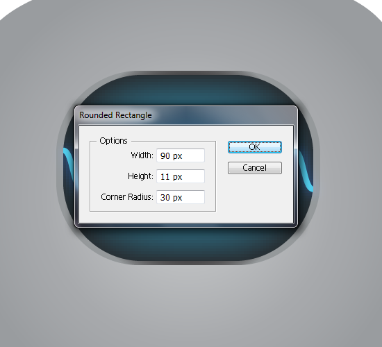 90px by 11px with a corner radius of 30px