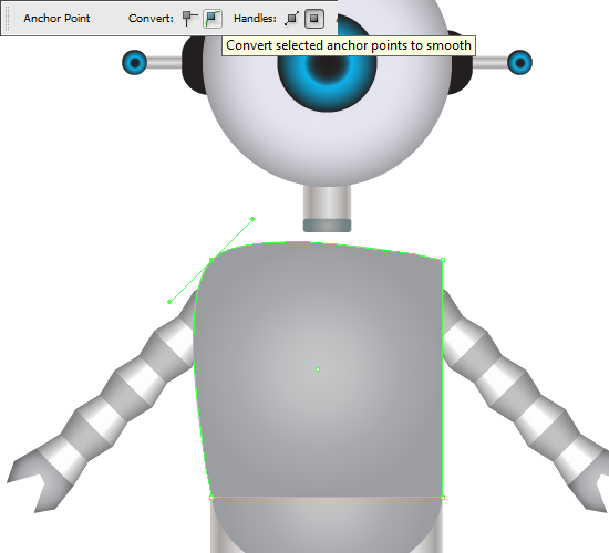 Convert selected anchor points to smooth