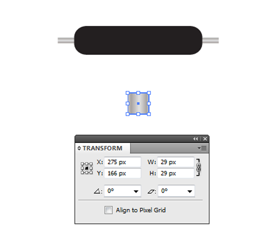 Transform X-Value to 275px and Y-Value to 166px