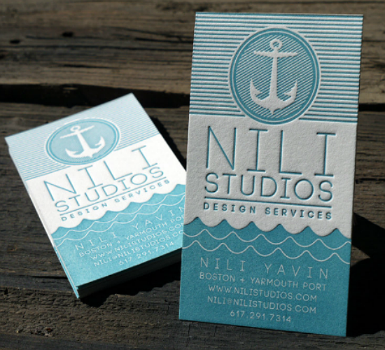 Nili Studios Nautical Letterpress Business Cards by Print & Grain Nili Studios Nautical Letterpress Business Cards by Print & Grain