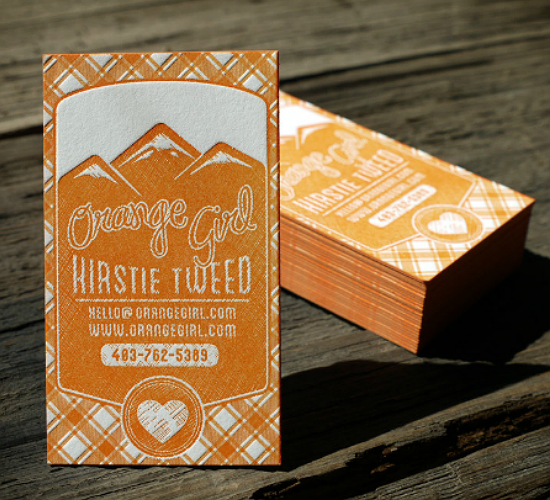 Orange Girl Letterpress Business Cards by Print & Grain Orange Girl Letterpress Business Cards by Print & Grain